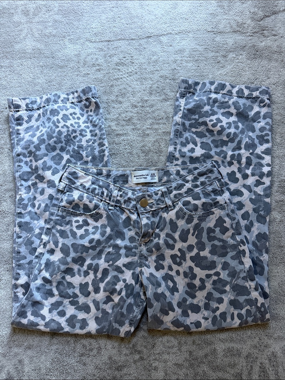 abercrombie kids Gray and Tan Leopard Print Straight Leg Jeans